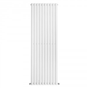 Vertical Column Designer Radiator Oval Flat Panel Single White 1800 x 591mm - Modern Central Heating Space Saving Radiators - Perfect for Bathrooms, Kitchen, Hallway, Living Room