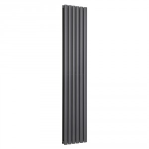 Vertical Column Designer Radiator Oval Flat Panel Double Anthracite 1800 x 355mm- Modern Central Heating Space Saving Radiators - Perfect for Bathrooms, Kitchen, Hallway, Living Room