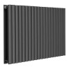 Horizontal Column Designer Radiator Oval Flat Panel Double Anthracite 600 x 1181mm - Modern Central Heating Space Saving Radiators - Perfect for Bathrooms, Kitchen, Hallway, Living Room