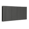 Horizontal Column Designer Radiator Oval Flat Panel Double Anthracite 600 x 1594mm  - Modern Central Heating Space Saving Radiators - Perfect for Bathrooms, Kitchen, Hallway, Living Room