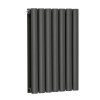 Horizontal Column Designer Radiator Oval Flat Panel Double Anthracite 600x414mm - Modern Central Heating Space Saving Radiators - Perfect for Bathrooms, Kitchen, Hallway, Living Room
