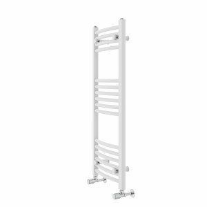 Fjord 1000 x 400mm Curved White Heated Towel Rail