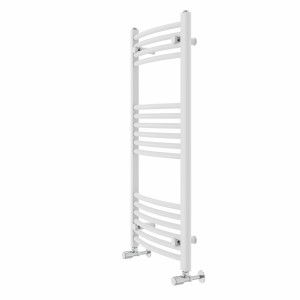 Fjord 1000 x 500mm Curved White Heated Towel Rail