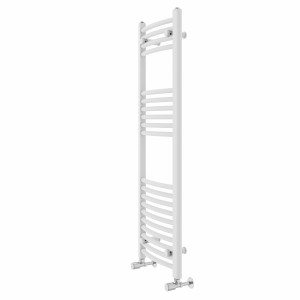 Fjord 1200 x 400mm Curved White Heated Towel Rail
