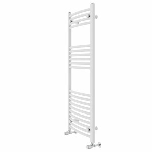 Fjord 1200 x 500mm Curved White Heated Towel Rail