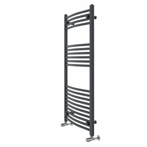 Fjord 1200 x 600mm Curved Anthracite Heated Towel Rail