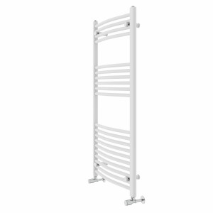 Fjord 1200 x 600mm Curved White Heated Towel Rail