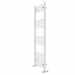Fjord 1400 x 500mm Curved White Heated Towel Rail