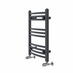 Fjord 600 x 500mm Curved Anthracite Heated Towel Rail
