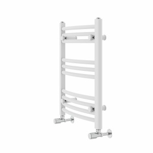 Fjord 600 x 500mm Curved White Heated Towel Rail
