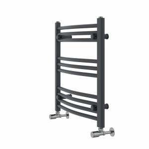 Fjord 600 x 600mm Curved Anthracite Heated Towel Rail