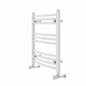 Fjord 600 x 600mm Curved White Heated Towel Rail