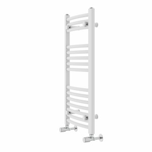 Fjord 800 x 400mm Curved White Heated Towel Rail