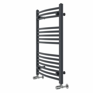 Fjord 800 x 600mm Curved Anthracite Heated Towel Rail