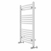 Fjord 800 x 600mm Curved White Heated Towel Rail