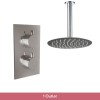 Thurso Chrome Twin Round Handle Concealed Valve with Round Shower Head - Choice of Arm and Head Size