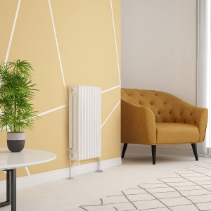 Warmehaus - Traditional Cast Iron Style White Triple Column Horizontal Radiator  600 x 425mm - Perfect for Bathrooms, Kitchen, Living Room