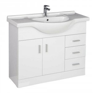 1050mm Gloss Basin Vanity Unit Sink Cabinet Bathroom Toilet Storage Furniture
