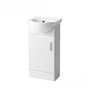 450mm Gloss White Cloakroom Basin Vanity Unit Sink Cabinet Bathroom Toilet Storage Furniture