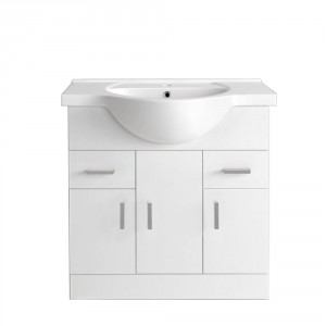 850mm Gloss Basin Vanity Unit Sink Cabinet Bathroom Toilet Storage Furniture