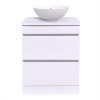 White Floor Standing Vanity Sink Unit Countertop Basin Bathroom 2 Drawer Storage Furniture 600mm 