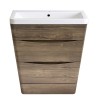 800mm Grey Oak Effect Floor Standing 2 Drawer Vanity Unit Basin Bathroom Storage Furniture
