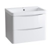600mm Gloss White Wall Hung 2 Drawer Vanity Unit with Basin Bathroom Storage Furniture
