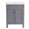 Traditional Bathroom Grey Vanity Sink Unit Cabinet Basin Floor Standing Storage Furniture 600mm