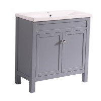Traditional Bathroom Grey Vanity Sink Unit Cabinet Basin Floor Standing Storage Furniture 800mm