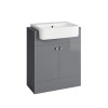 Bathroom Gloss Grey Vanity Sink Unit Cabinet Basin Floor Standing Storage Furniture 667mm