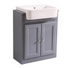 Bathroom Grey Vanity Sink Unit Cabinet Basin Floor Standing Storage Furniture 667mm