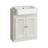 Bathroom Ivory White Vanity Sink Unit Cabinet Basin Floor Standing Storage Furniture 667mm