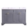 1200mm Matte Grey Traditional Floor Standing Bathroom Furniture Vanity Sink Unit Storage Cabinet with Basin