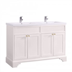 1200mm Ivory Traditional Floor Standing Bathroom Furniture Vanity Sink Unit Storage Cabinet with Basin