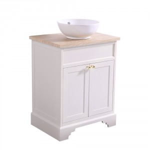 600mm Ivory Traditional Floor Standing Bathroom Furniture Vanity Sink Unit Storage Cabinet with Countertop Basin