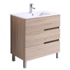 Floor Standing 3 Drawer Vanity Unit Basin Storage Bathroom Furniture 800mm Light Oak
