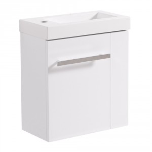 Wall Hung Vanity Sink Unit Bathroom Basin Cabinet Furniture Gloss White 440mm
