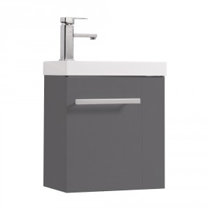 Wall Hung Vanity Sink Unit Bathroom Basin Cabinet Furniture Gloss Grey 440mm