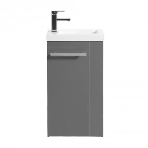 Floor Standing Vanity Sink Unit Bathroom Basin Cabinet Furniture Gloss Grey 440mm