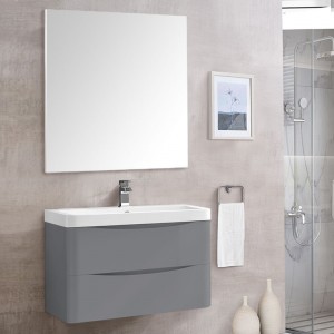 Bathroom Toilet WC Rectangular Wooden Frame Wall-Mounted Mirror 800 x 800mm