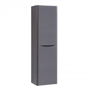 1400mm Gloss Grey Tall Cupboard Storage Cabinet Bathroom Furniture - Left Hand
