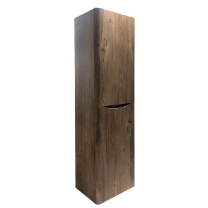 1400mm Grey Oak Effect Tall Cupboard Storage Cabinet Bathroom Furniture - Left Hand