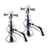 Ashwick Traditional Crosshead Bath Pillar Taps - Chrome and White