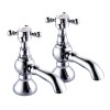 Ashwick Traditional Crosshead Basin Pillar Taps - Chrome and White