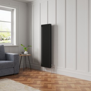 Bern 1500 x 470mm Black Triple Column Vertical Traditional Radiator