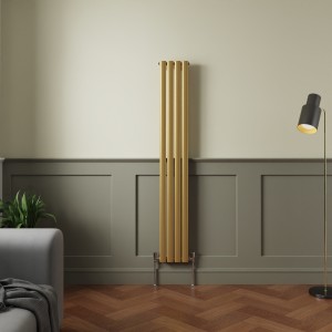 Norden 1600 x 237mm Metallic Gold Single Oval Column Vertical Designer Radiator