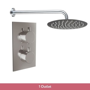 Thurso Chrome Twin Round Handle Concealed Valve with 200mm Round Shower Head (1 Outlet)