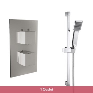 Beauly Chrome Twin Square Handle Concealed Valve with Riser Rail (1 Outlet)