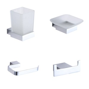Manor Chrome 4-Piece Bathroom Accessory Pack - Tumbler, Paper Holder, Robe Hook & Soap Dish