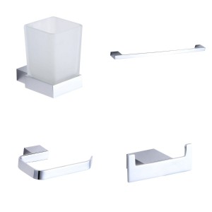 Manor Chrome 4-Piece Bathroom Accessory Pack - Tumbler, Paper Holder, Robe Hook & 45cm Towel Bar